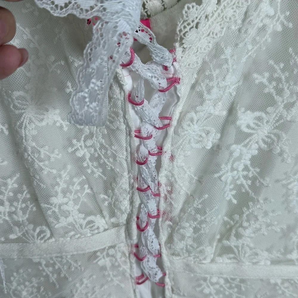Betsey Johnson White Lace Mini Dress Large Bridal Bachelorette Bridal Shower